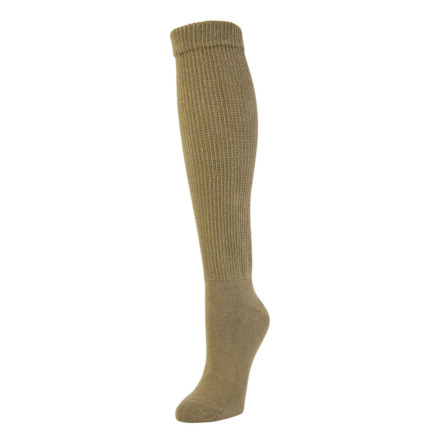 Zkano Knee High Medium Chunky Knit Organic Cotton Slouch Knee Socks - Olivine organic-socks-made-in-usa