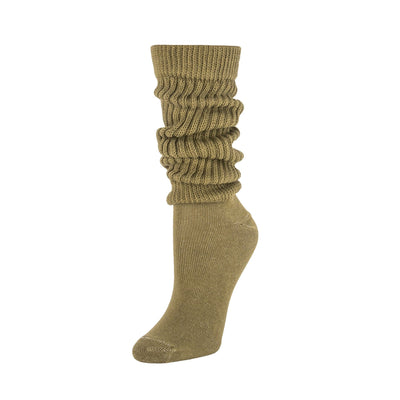 Zkano Knee High Medium Chunky Knit Organic Cotton Slouch Socks - Olivine organic-socks-made-in-usa