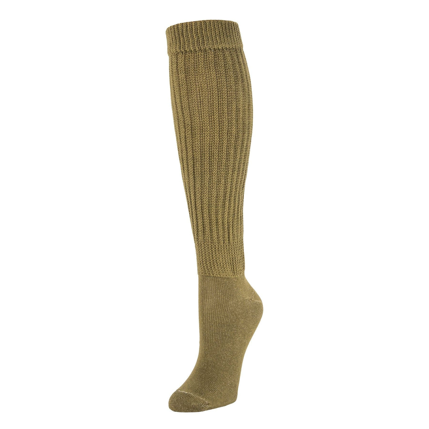 Zkano Knee High Medium Chunky Knit Organic Cotton Slouch Socks - Olivine organic-socks-made-in-usa