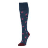Zkano Knee High Medium Ditsy Floral - Organic Cotton Socks Knee High - Navy organic-socks-made-in-usa