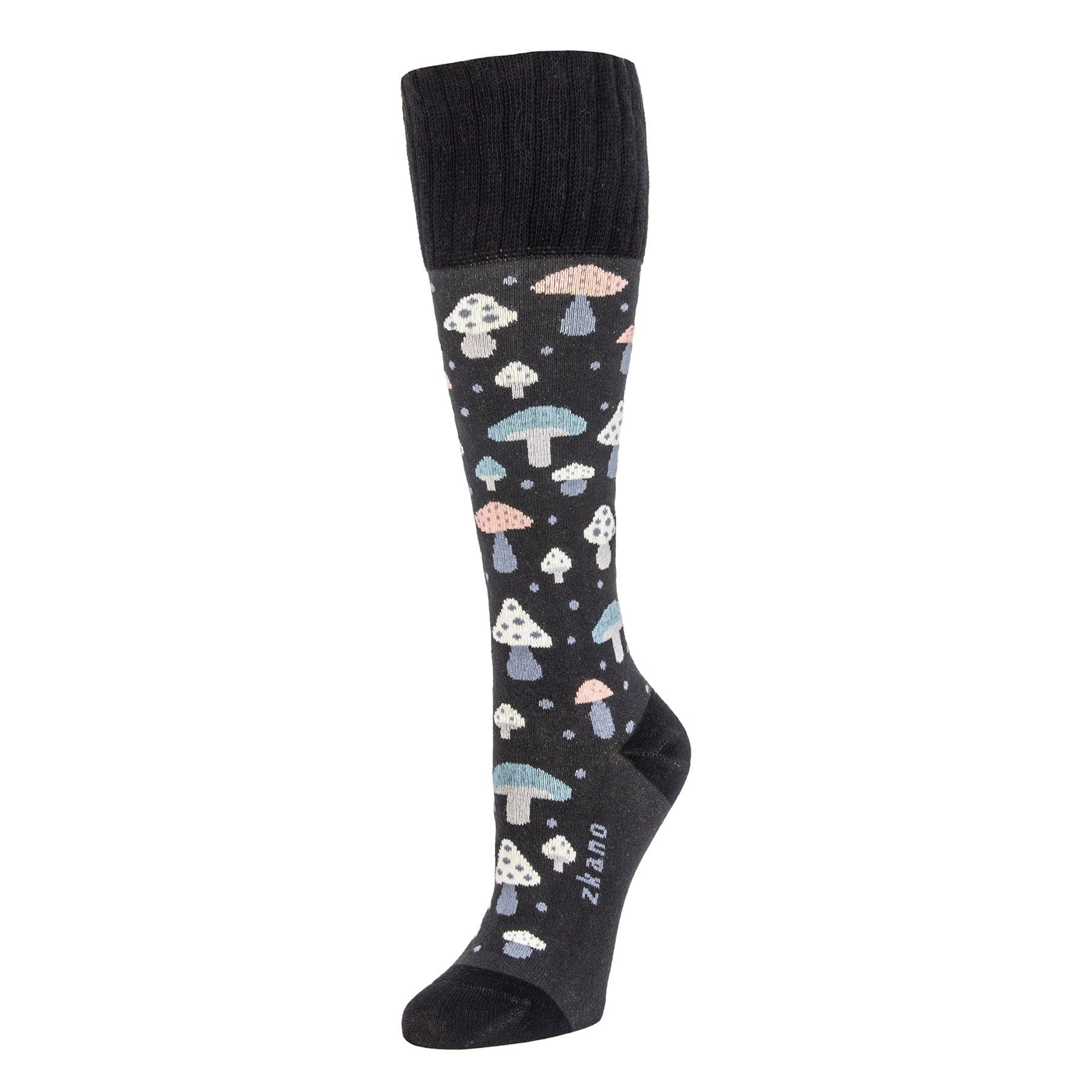 Merry Mushrooms - Organic Cotton Knee Socks - Charcoal – zkano socks