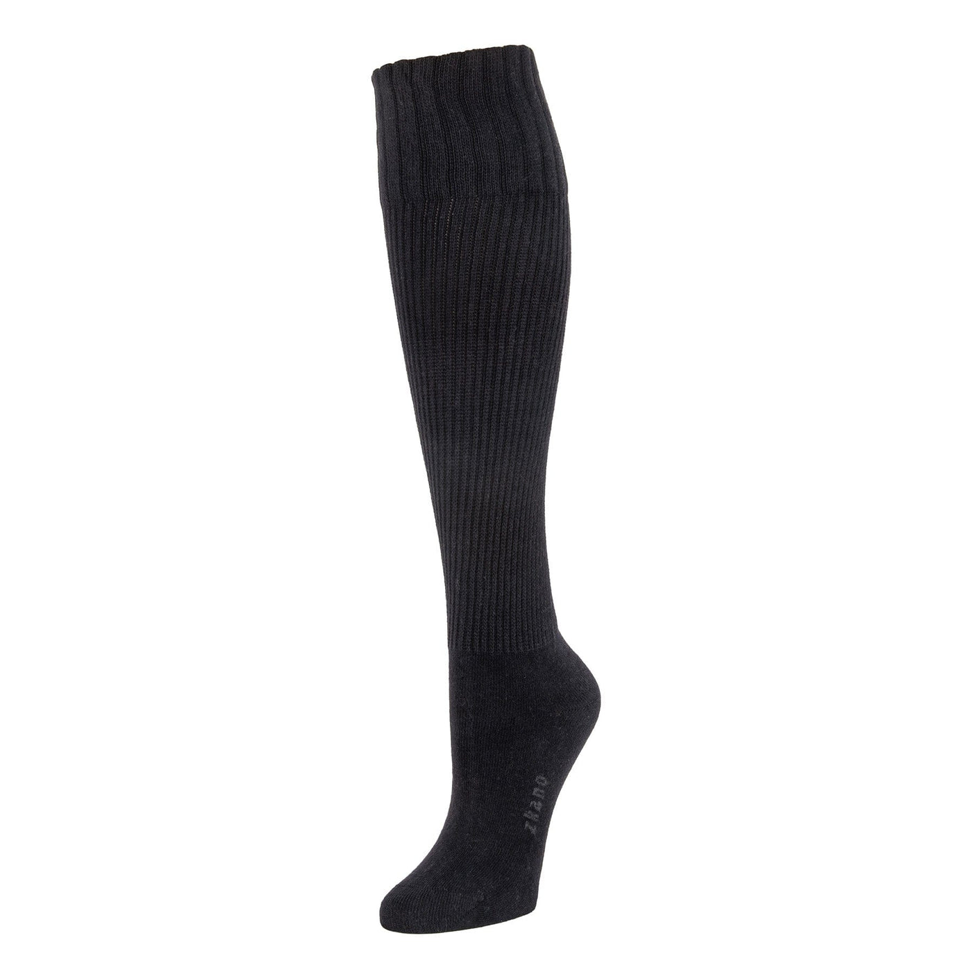 Zkano Knee High Medium Rib Knit - Organic Cotton Knee Socks - Black organic-socks-made-in-usa