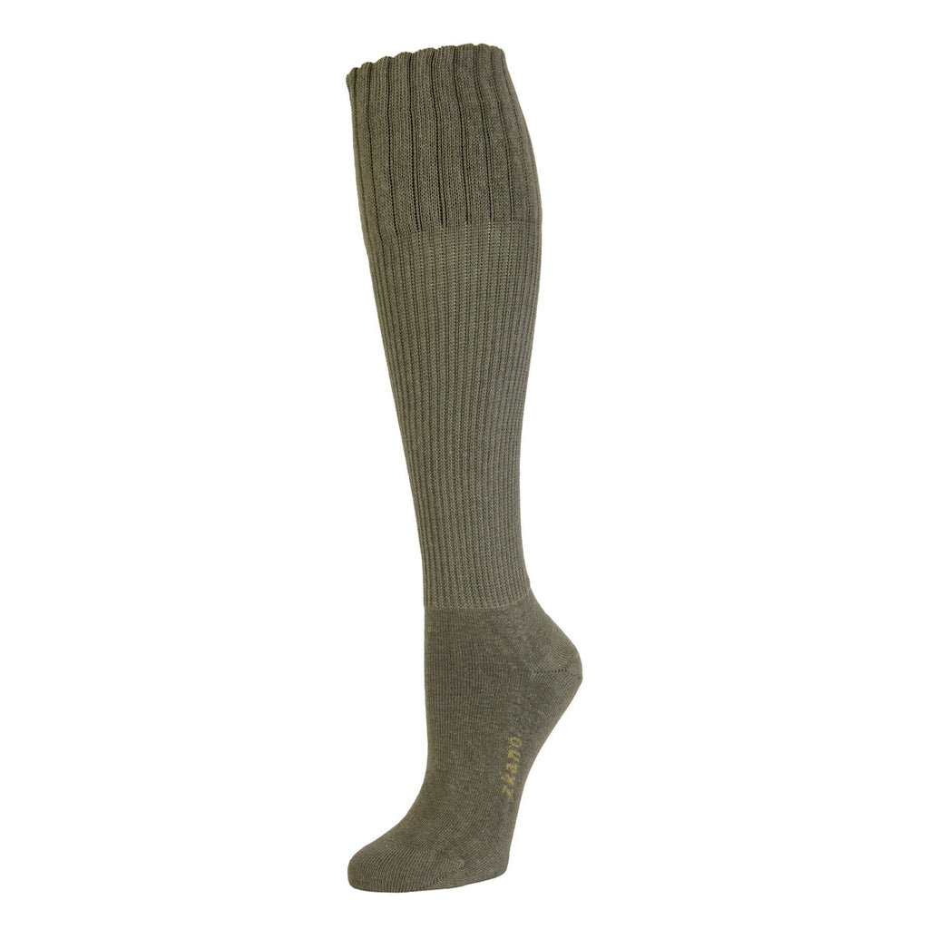 Zkano Knee High Medium Rib Knit - Organic Cotton Knee Socks - Olivine organic-socks-made-in-usa