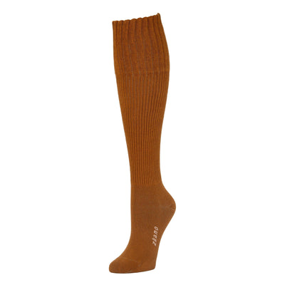 Zkano Knee High Medium Rib Knit - Organic Cotton Socks Knee High - Saddle organic-socks-made-in-usa