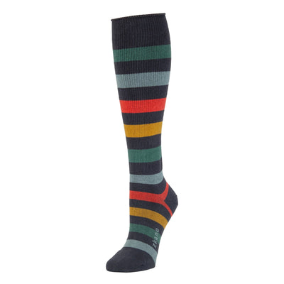 Zkano Knee High Medium Wide Stripe - Organic Cotton Socks Knee High Roll Top - Dark Indigo organic-socks-made-in-usa