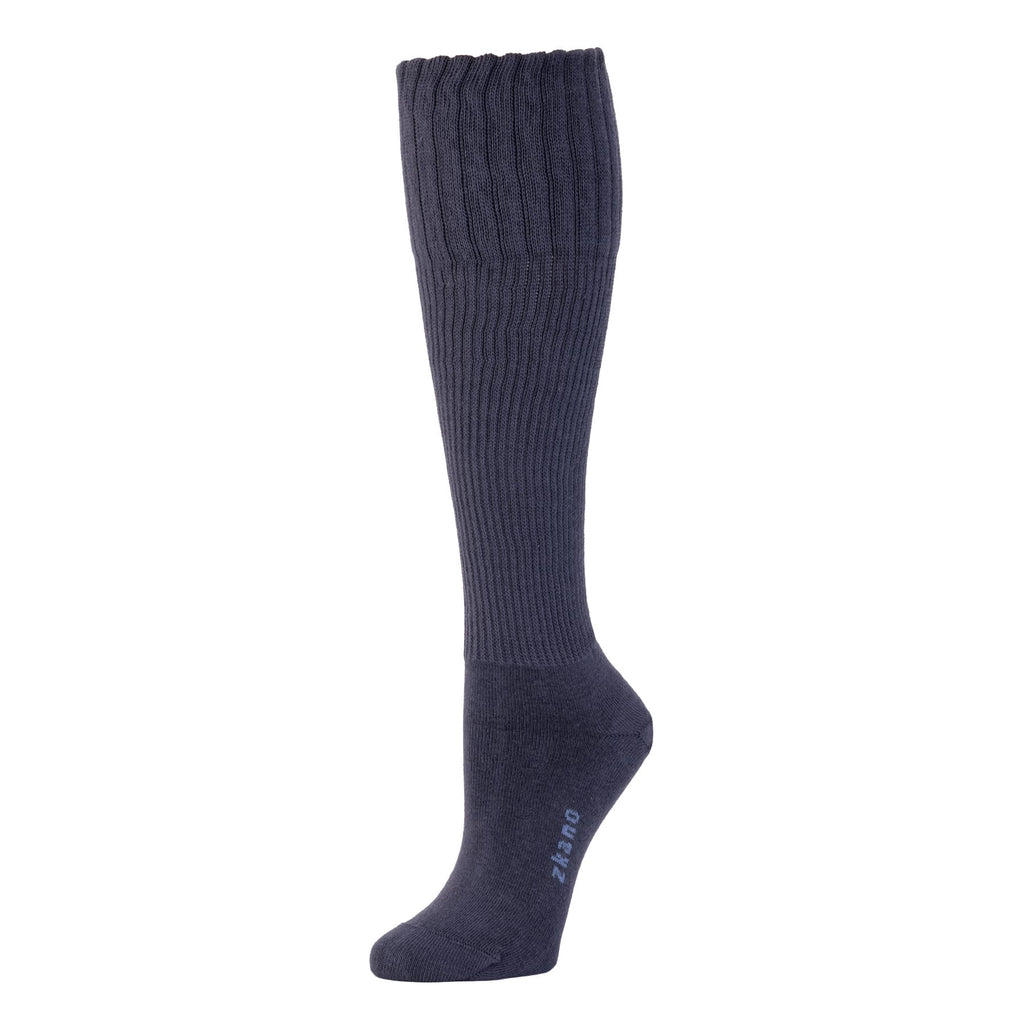 Zkano Knee High Medium Women's Rib Knit Organic Cotton Knee High Socks - Indigo organic-socks-made-in-usa