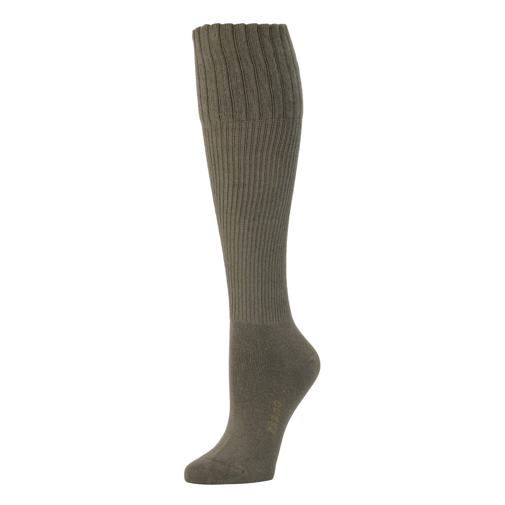 Zkano Knee High Medium Women's Rib Knit Organic Cotton Knee High Socks - Olive organic-socks-made-in-usa