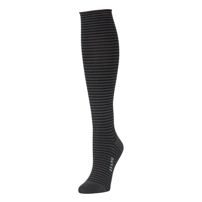 Zkano Knee High Pinstripe - Organic Cotton Socks Knee High Roll Top - Black organic-socks-made-in-usa