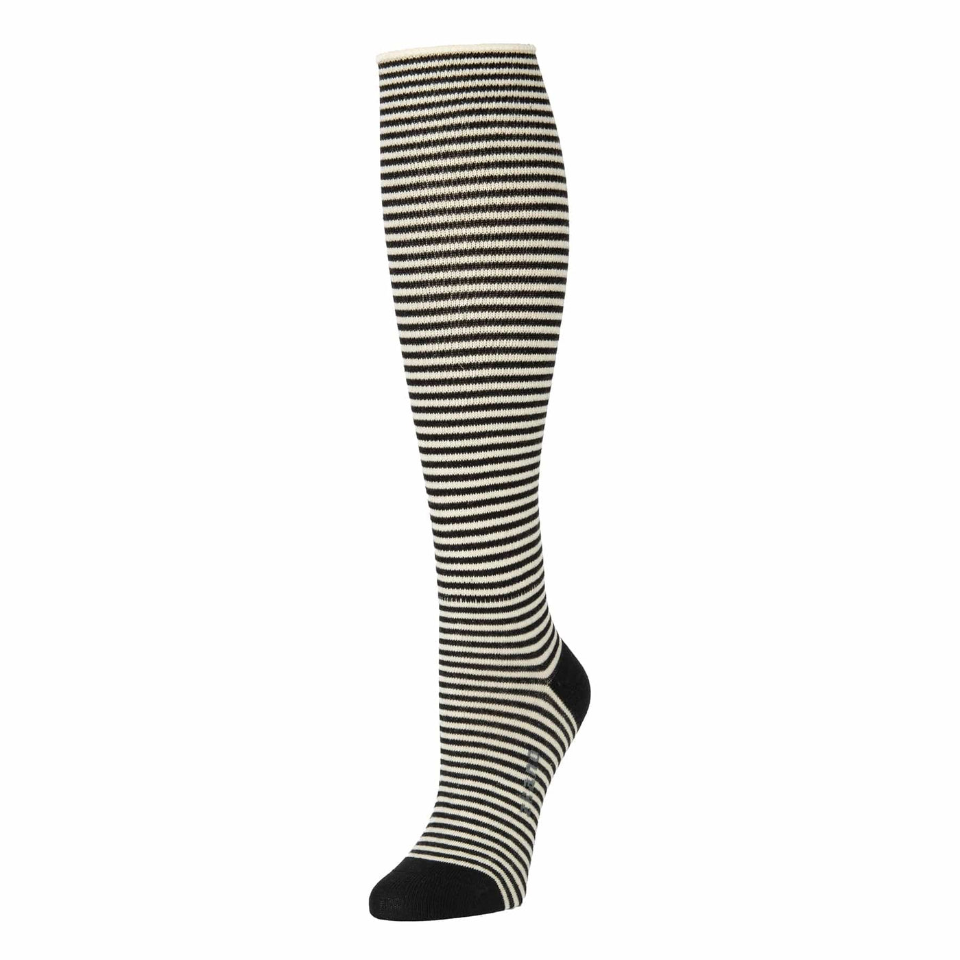 Zkano Knee High Pinstripe - Organic Cotton Socks Knee High Roll Top - Natural organic-socks-made-in-usa