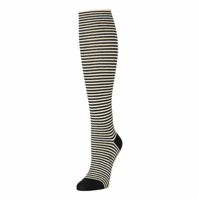 Zkano Knee High Pinstripe - Organic Cotton Socks Knee High Roll Top - Natural organic-socks-made-in-usa