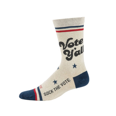 Zkano Men's Fashion Socks Large Men's Vote Y'all - Natural organic-socks-made-in-usa
