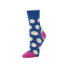 Zkano Roll Top Medium 50's Dot - 1/2 Crew Organic Cotton Socks - Cobalt organic-socks-made-in-usa