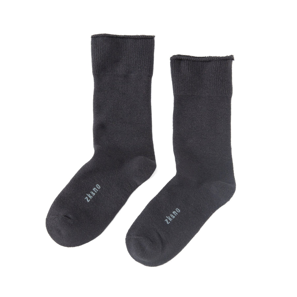Zkano Roll Top Medium Cushioned Roll Top Organic Cotton Crew Socks - Charcoal organic-socks-made-in-usa