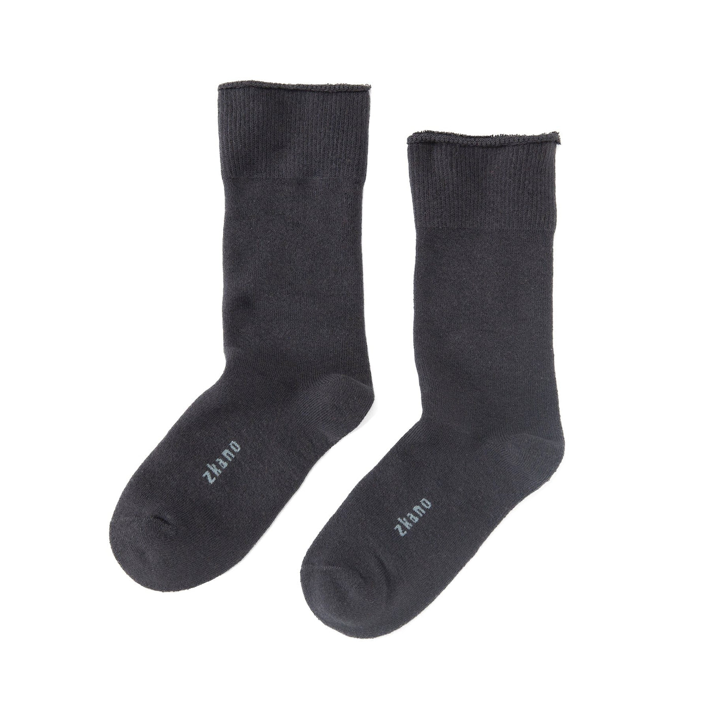 Zkano Roll Top Medium Cushioned Roll Top Organic Cotton Crew Socks - Charcoal organic-socks-made-in-usa