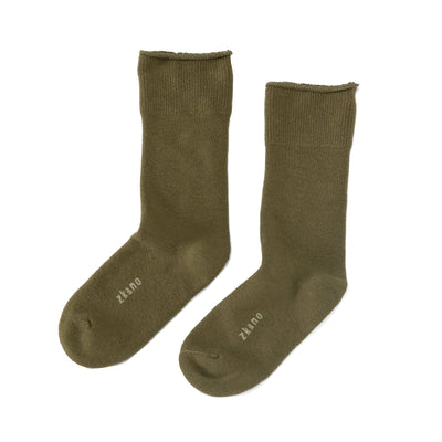 Zkano Roll Top Medium Cushioned Roll Top Organic Cotton Crew Socks - Olive organic-socks-made-in-usa