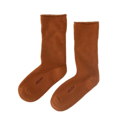 Zkano Roll Top Medium Cushioned Roll Top Organic Cotton Crew Socks - Saddle organic-socks-made-in-usa