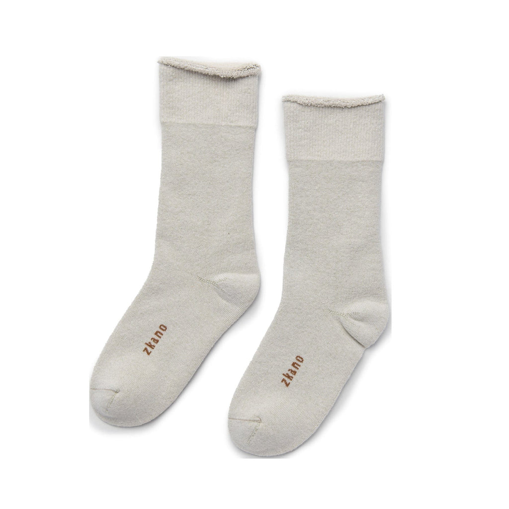 Zkano Roll Top Medium Cushioned Roll Top Organic Cotton Crew Socks - Wheat organic-socks-made-in-usa