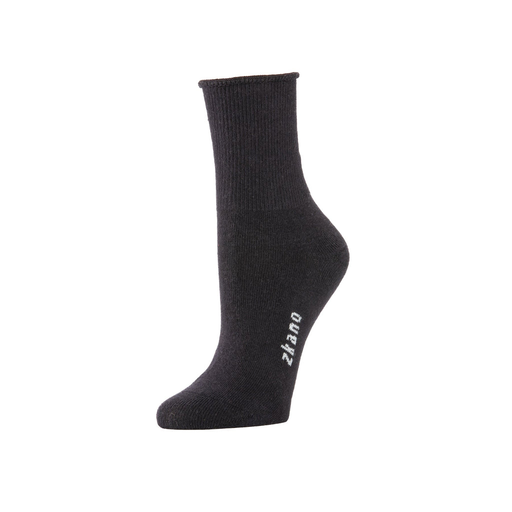 Zkano Roll Top Medium Emmy - Roll Top Organic Cotton 1/2 Crew Socks - Black organic-socks-made-in-usa