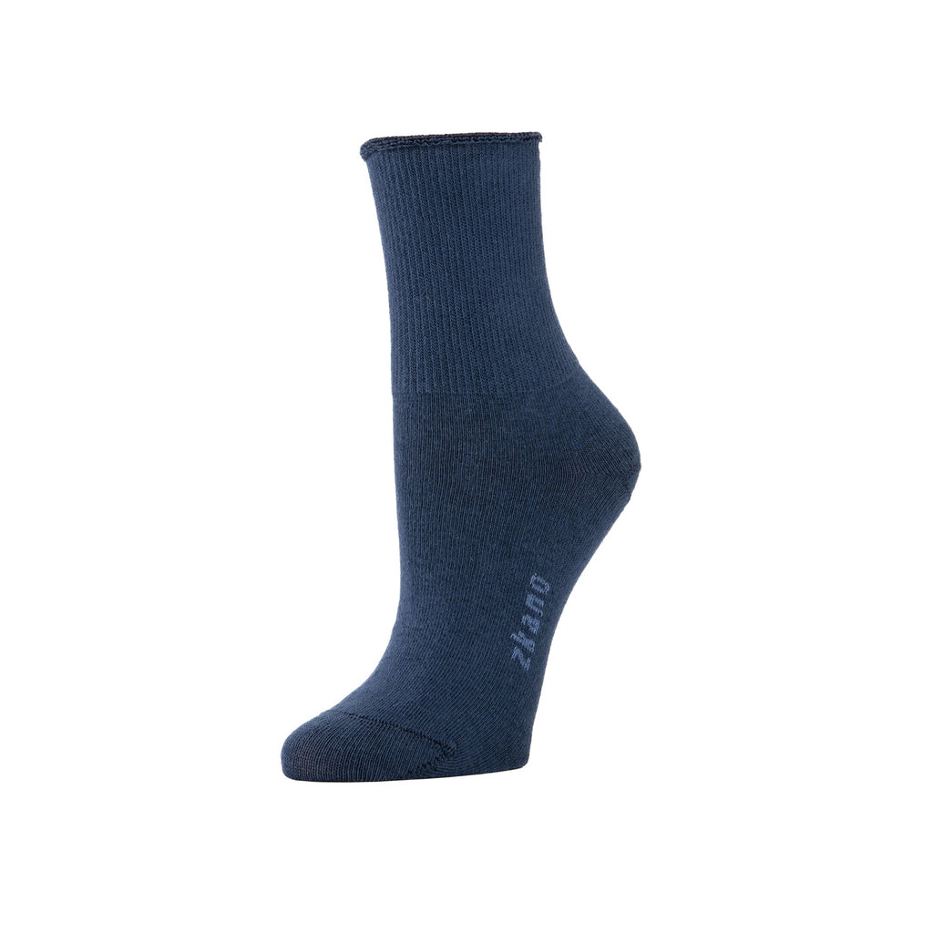 Zkano Roll Top Medium Emmy - Roll Top Organic Cotton 1/2 Crew Socks - Navy organic-socks-made-in-usa