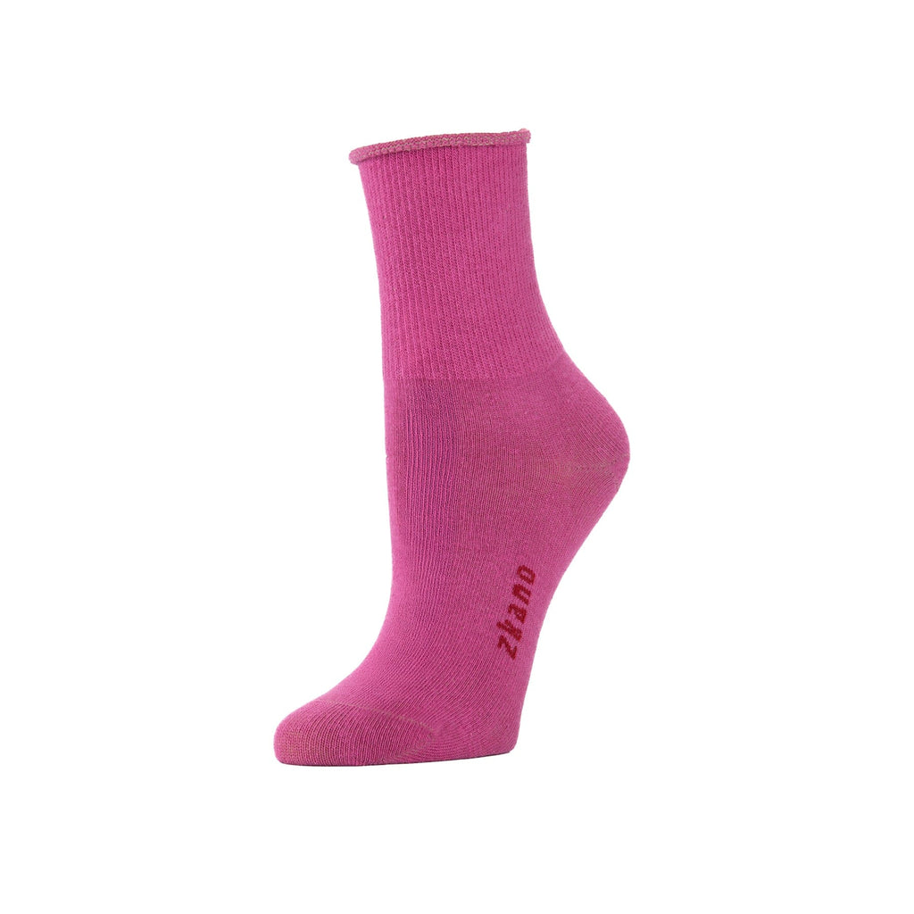 Zkano Roll Top Medium Emmy - Roll Top Organic Cotton 1/2 Crew Socks - Orchid organic-socks-made-in-usa
