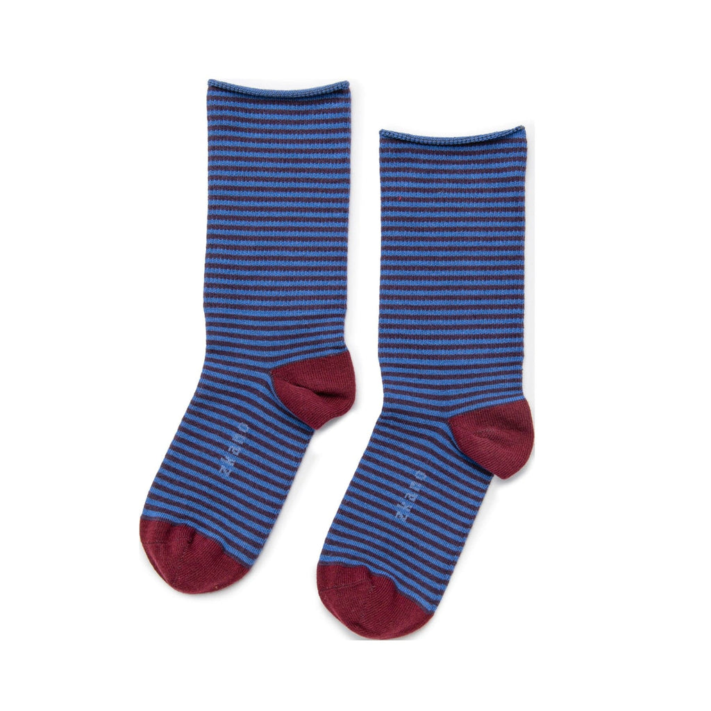 Zkano Roll Top Medium Rose - Roll Top Organic Cotton Crew Socks - Lapis Blue organic-socks-made-in-usa