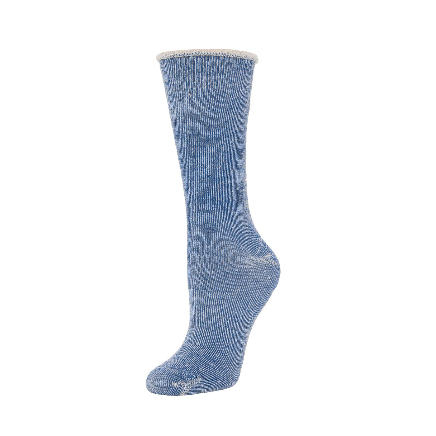 Zkano Womens Fashion Socks Wmns. Full Cushion Merino Wool Roll Top -  Blue Denim organic-socks-made-in-usa