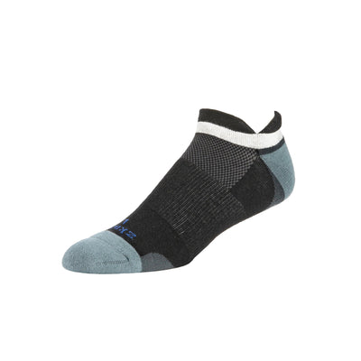 Zkano Basic & Sport Large (mens shoe size 8 - 12.5) Ascent - Performance Organic Cotton No Show - Black organic-socks-made-in-usa
