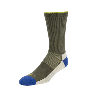 Zkano Basic & Sport Large (mens shoe size 8 - 12.5) Summit - performance organic cotton crew socks - army green organic-socks-made-in-usa