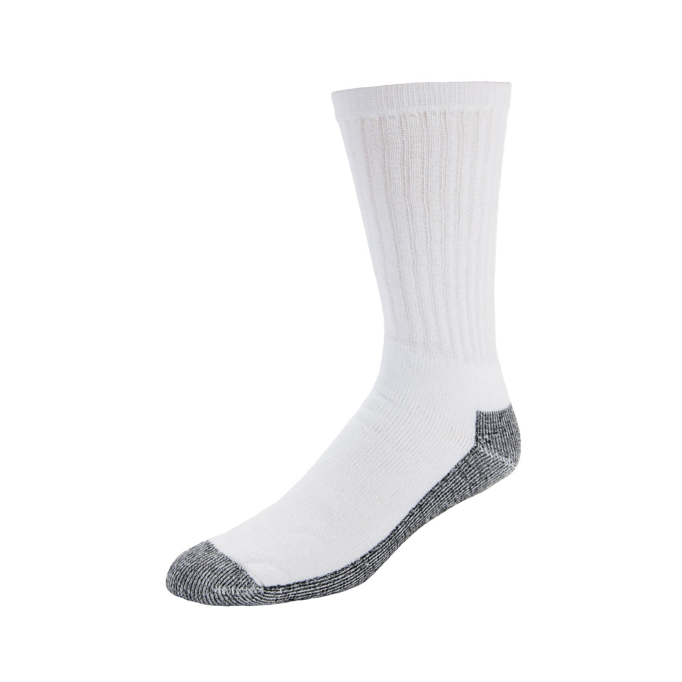 Men's Basic White Ribbed Cotton Sports Socks - UK 5.5-11, Mid Calf, Reinforced Toe