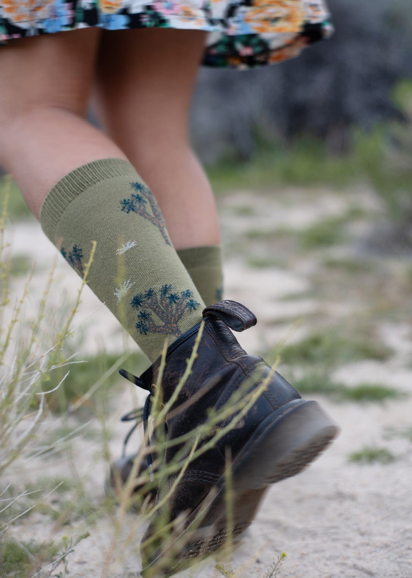 Zkano Crew Joshua Tree - Organic Cotton Crew Socks - Peat organic-socks-made-in-usa