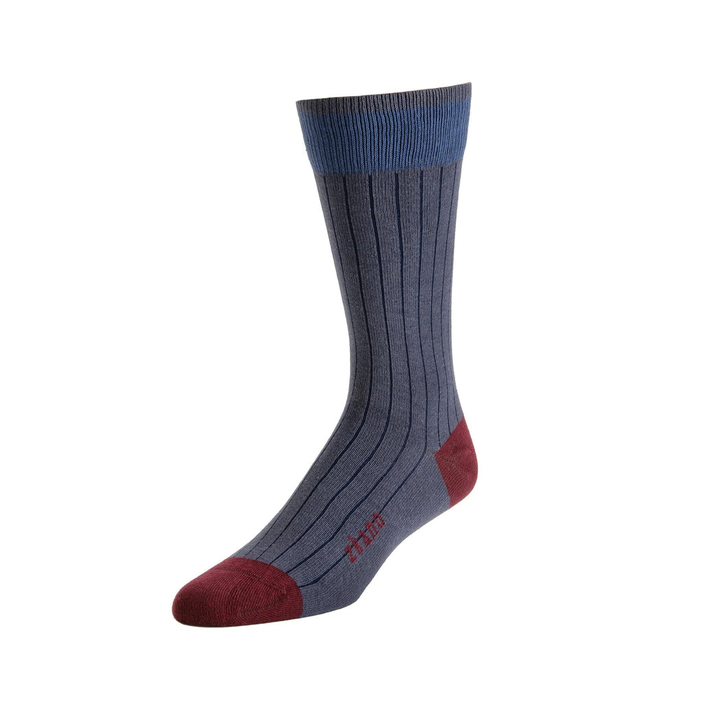 Zkano Crew Large Forrest - ribbed organic cotton crew socks - indigo organic-socks-made-in-usa