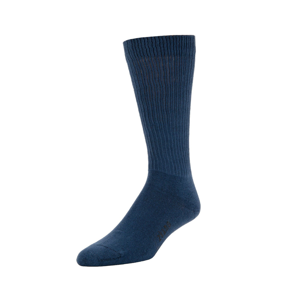 Zkano Crew Large rib knit - organic cotton crew socks - navy organic-socks-made-in-usa