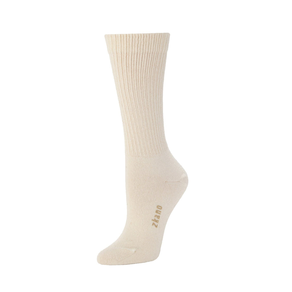 Zkano Crew Medium Rib knit - organic cotton crew socks - natural organic-socks-made-in-usa