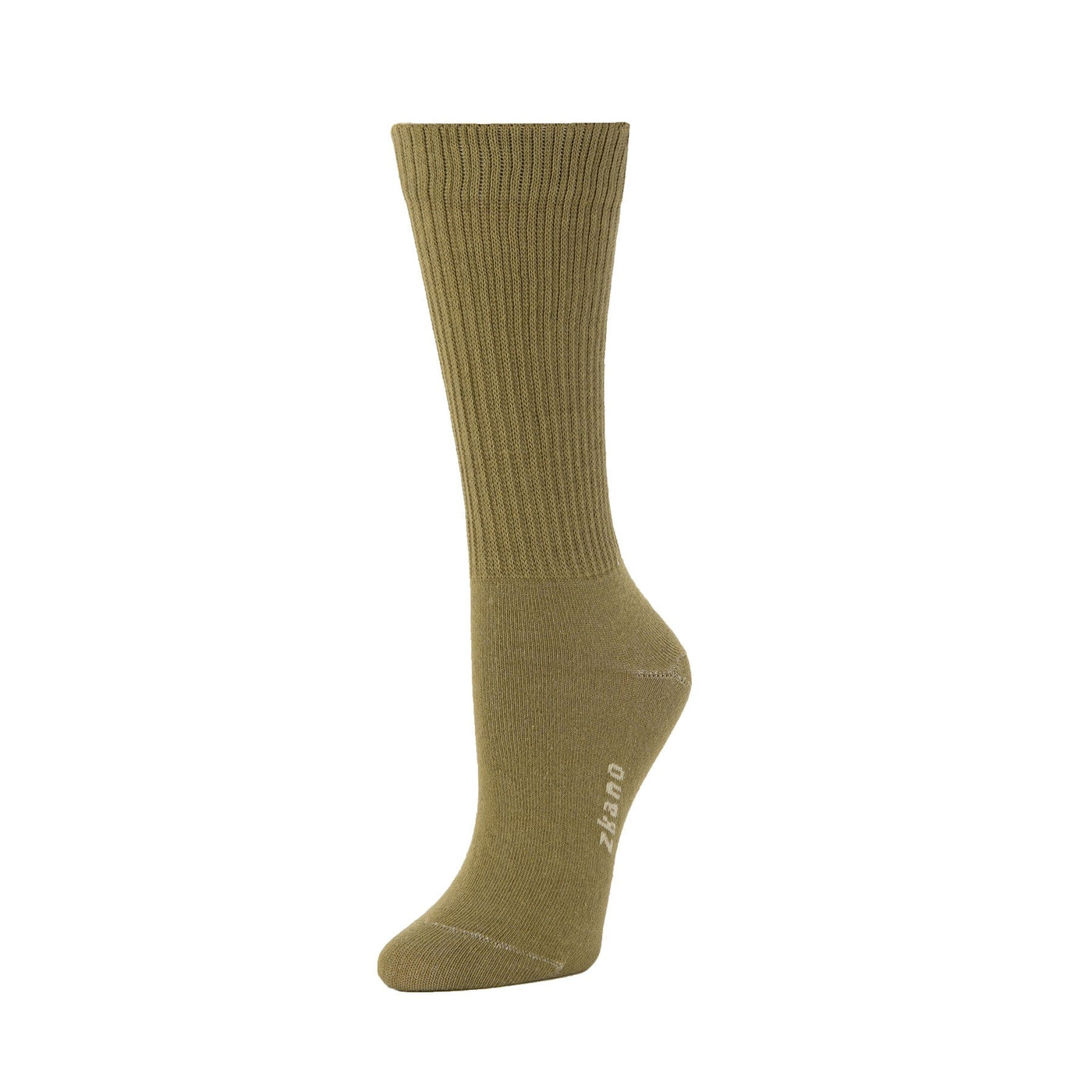 Zkano Crew Medium Rib knit - organic cotton crew socks - olivine organic-socks-made-in-usa