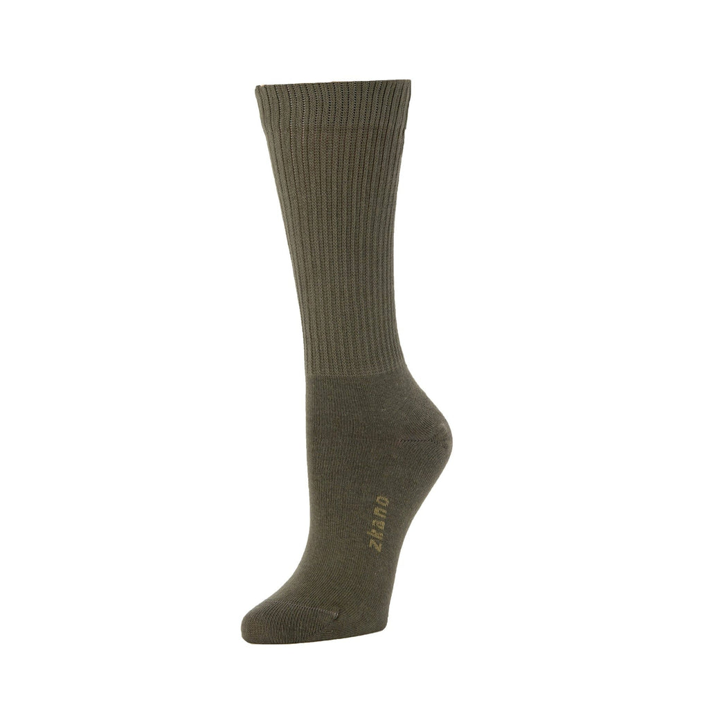 Zkano Crew Medium Rib knit - organic cotton crew socks - spruce organic-socks-made-in-usa