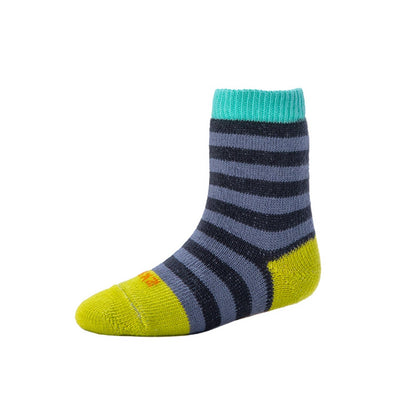 Zkano Infant & Toddler Socks Kids Crew Sock Striped Grey + Neon Green organic-socks-made-in-usa
