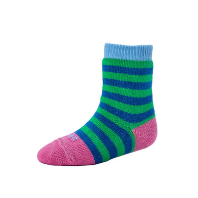 Zkano Infant & Toddler Socks Kids Crew Sock Striped Kelly Green + Bubblegum organic-socks-made-in-usa