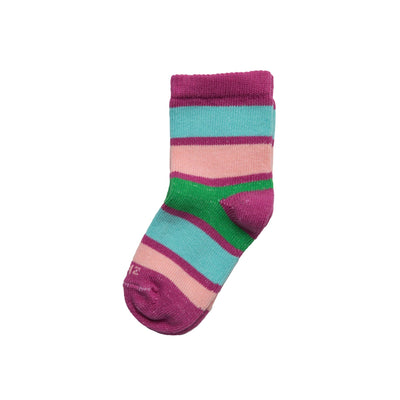 Zkano Kids Medium   (toddler/kid shoe size 8-13) Kids - rugby stripe organic cotton crew socks - berry organic-socks-made-in-usa