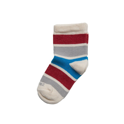 Zkano Kids Medium   (toddler/kid shoe size 8-13) Kids - rugby stripe organic cotton crew socks - natural organic-socks-made-in-usa